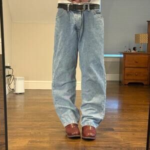 vintage 2000s baggy wide leg faded lee stonewash jeans